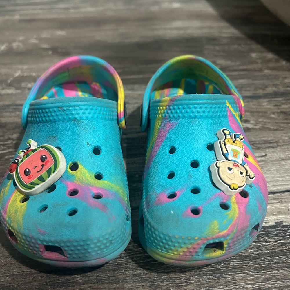 Colorful toddler Crocs with Fun cocomelon Charms